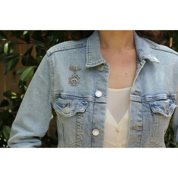 Sterling Silver Flower Dangle Pin Brooch Art Deco - Picture 3 of 8